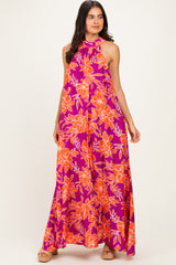 Plum Floral Halter Maxi Dress