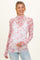 Pink Floral Sheer Mesh High Neckline Maternity Top