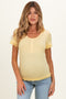 Banana Ruffle Trim Pointelle Knit Maternity Henley Top