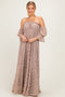 Mocha Lace Off Shoulder Maxi Dress