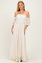 Ivory Lace Off Shoulder Maxi Dress