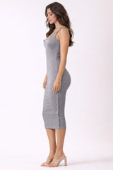 Heather Grey Notch Neckline Tank Dress