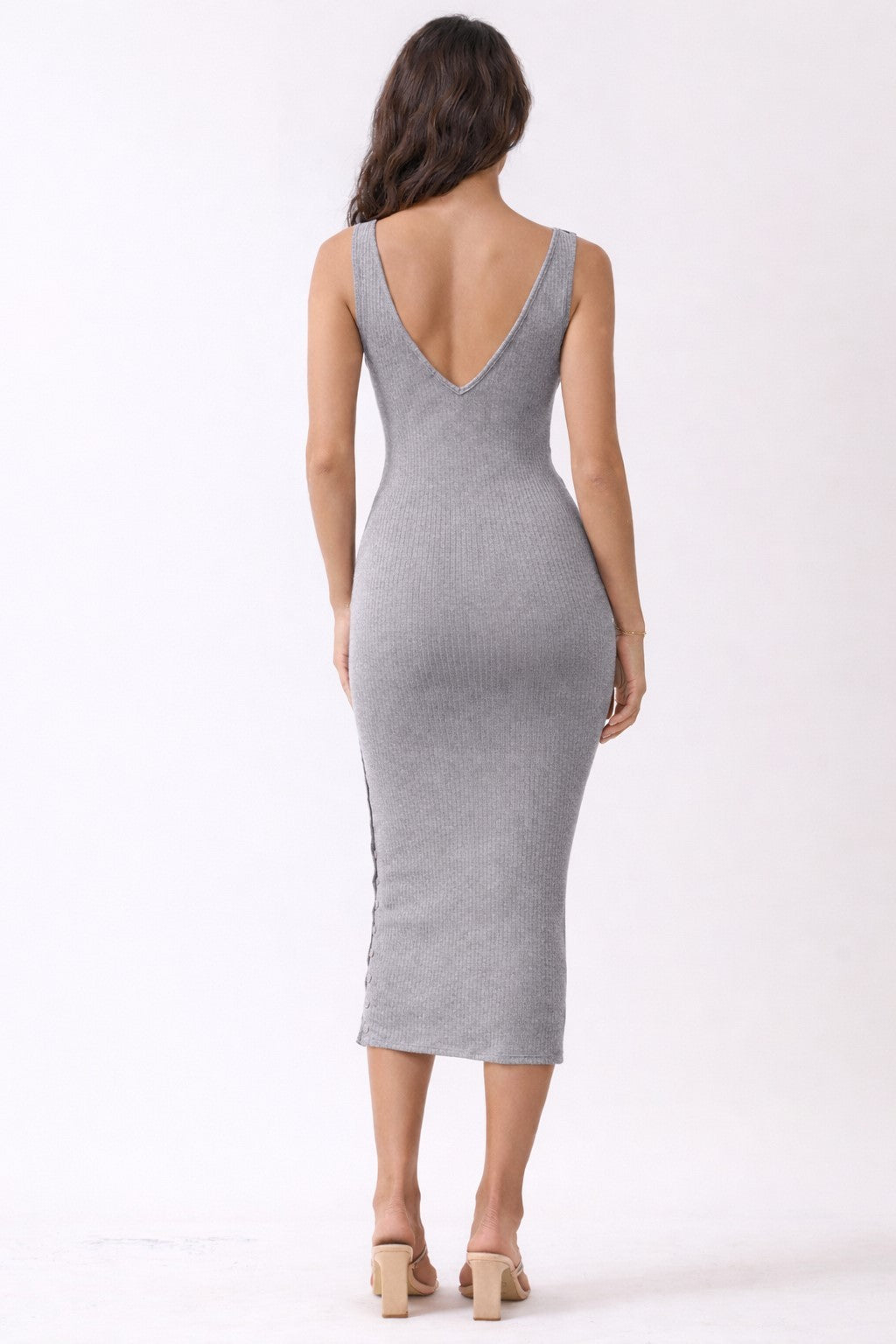 Heather Grey Notch Neckline Tank Dress
