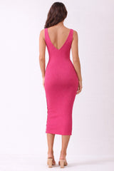 Hot Pink Notch Neckline Tank Dress