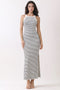 White Striped High Neck Ribbed Maxi Dress