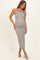 Faded Olive Striped High Neck Ribbed Maternity Maxi Dress
