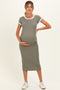 Faded Olive Colorblock Trim Maternity Midi Dress