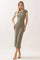 Faded Olive Colorblock Trim Midi Dress