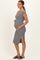 Light Charcoal Square Neck Side Slit Maternity Midi Dress