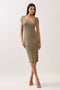Faded Olive Square Neck Side Slit Midi Dress