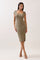 Faded Olive Square Neck Side Slit Midi Dress