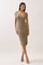 Faded Olive Square Neck Side Slit Midi Dress