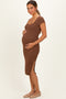 Cocoa Square Neck Side Slit Maternity Midi Dress