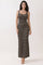 Black Beige Sleeveless Striped Maxi Dress
