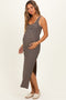 Black Beige Sleeveless Striped Maternity Maxi Dress