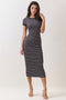 Nightshade Striped Solid Trim Midi Dress