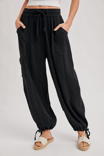 Black Tie Hem Pants