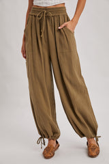 Olive Tie Hem Pants