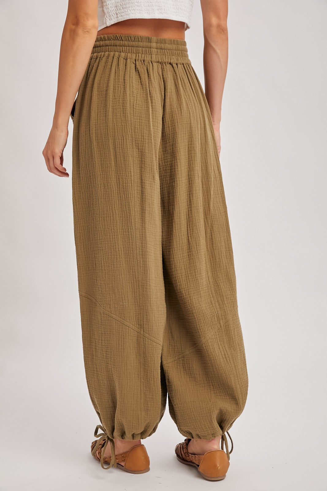 Olive Tie Hem Pants