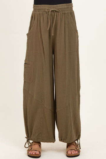 Olive Tie Hem Maternity Pants