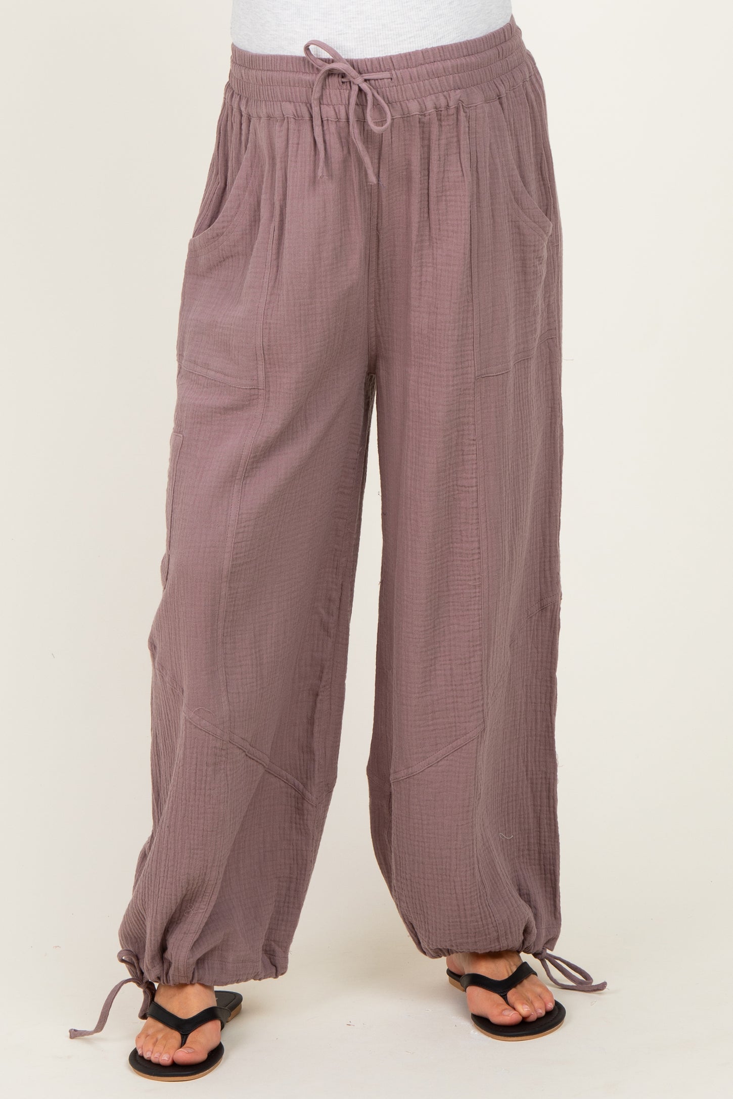 Mushroom Tie Hem Maternity Pants