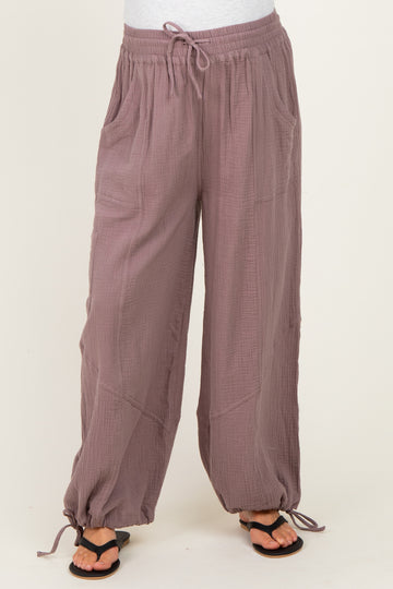 Mushroom Tie Hem Maternity Pants