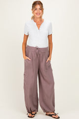 Mushroom Tie Hem Maternity Pants