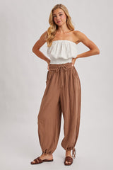 Latte Tie Hem Maternity Pants