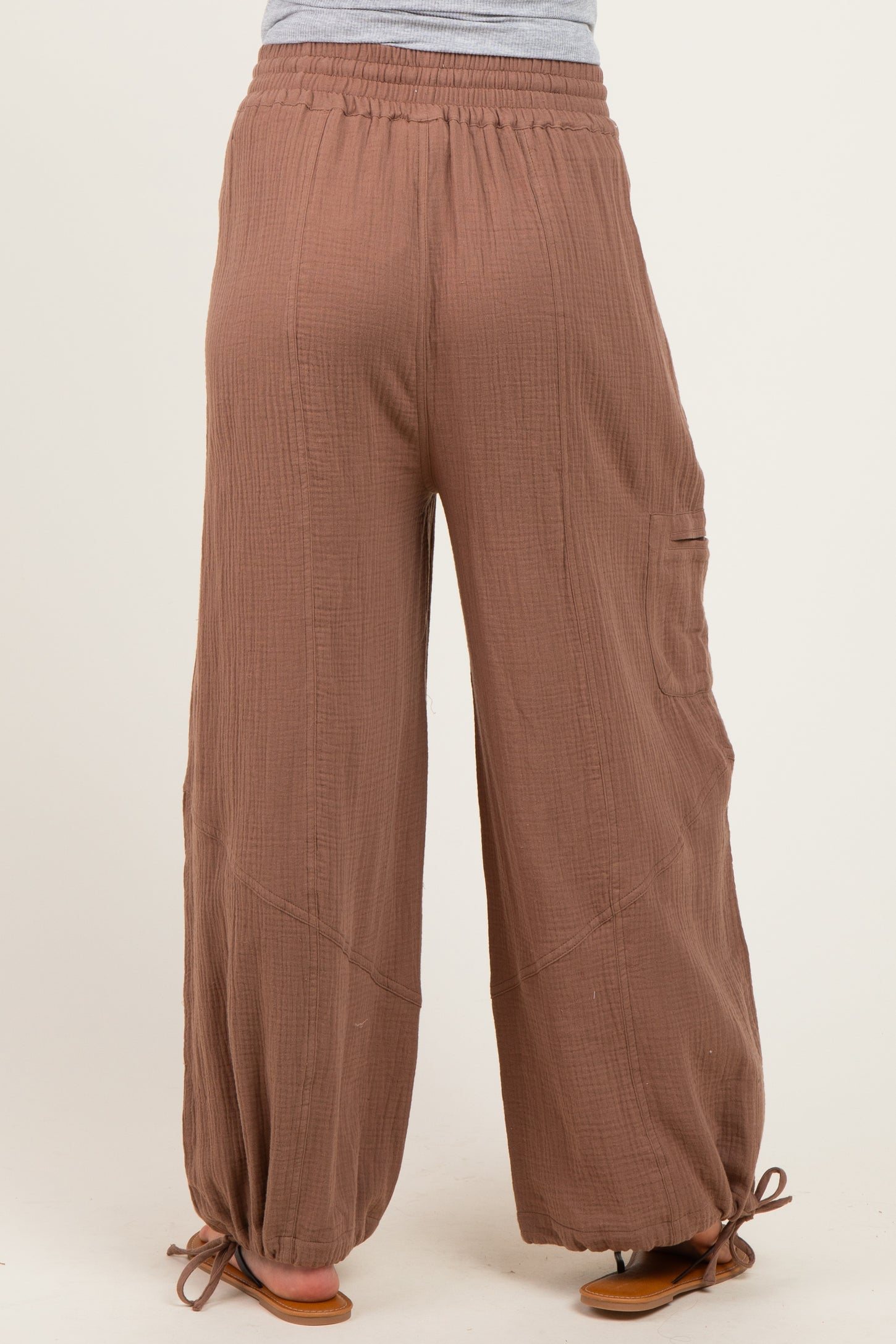 Latte Tie Hem Maternity Pants