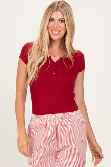 Merlot Short Sleeve Henley Top