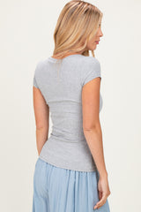 Heather Grey Short Sleeve Henley Top
