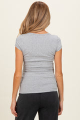 Heather Grey Short Sleeve Maternity Henley Top