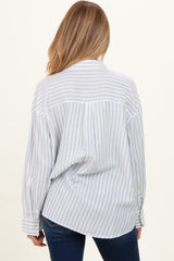 Blue Striped Button Down Maternity Shirt