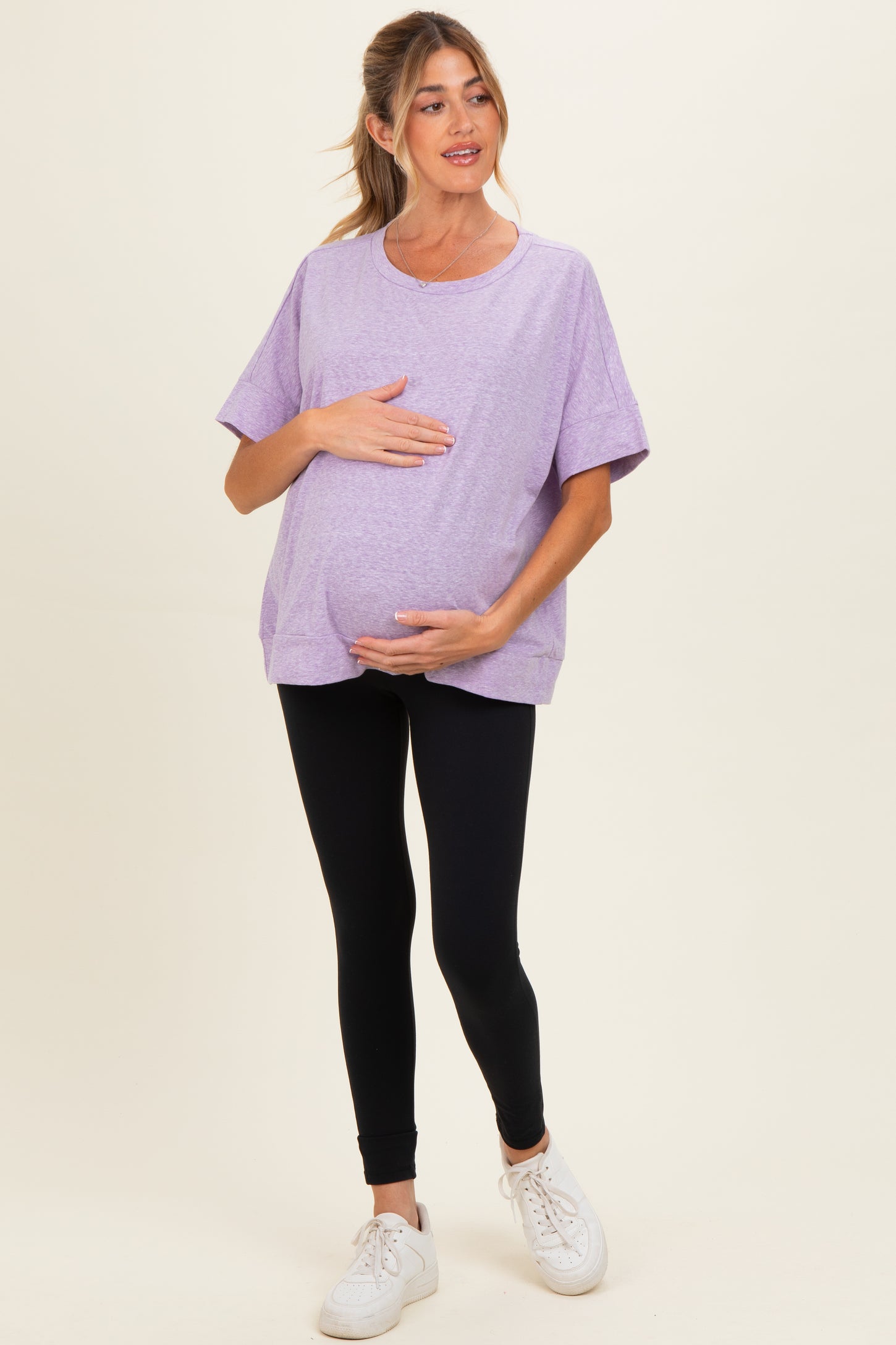 Lavender Oversized Maternity Short Sleeve Top