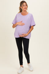 Lavender Oversized Maternity Short Sleeve Top