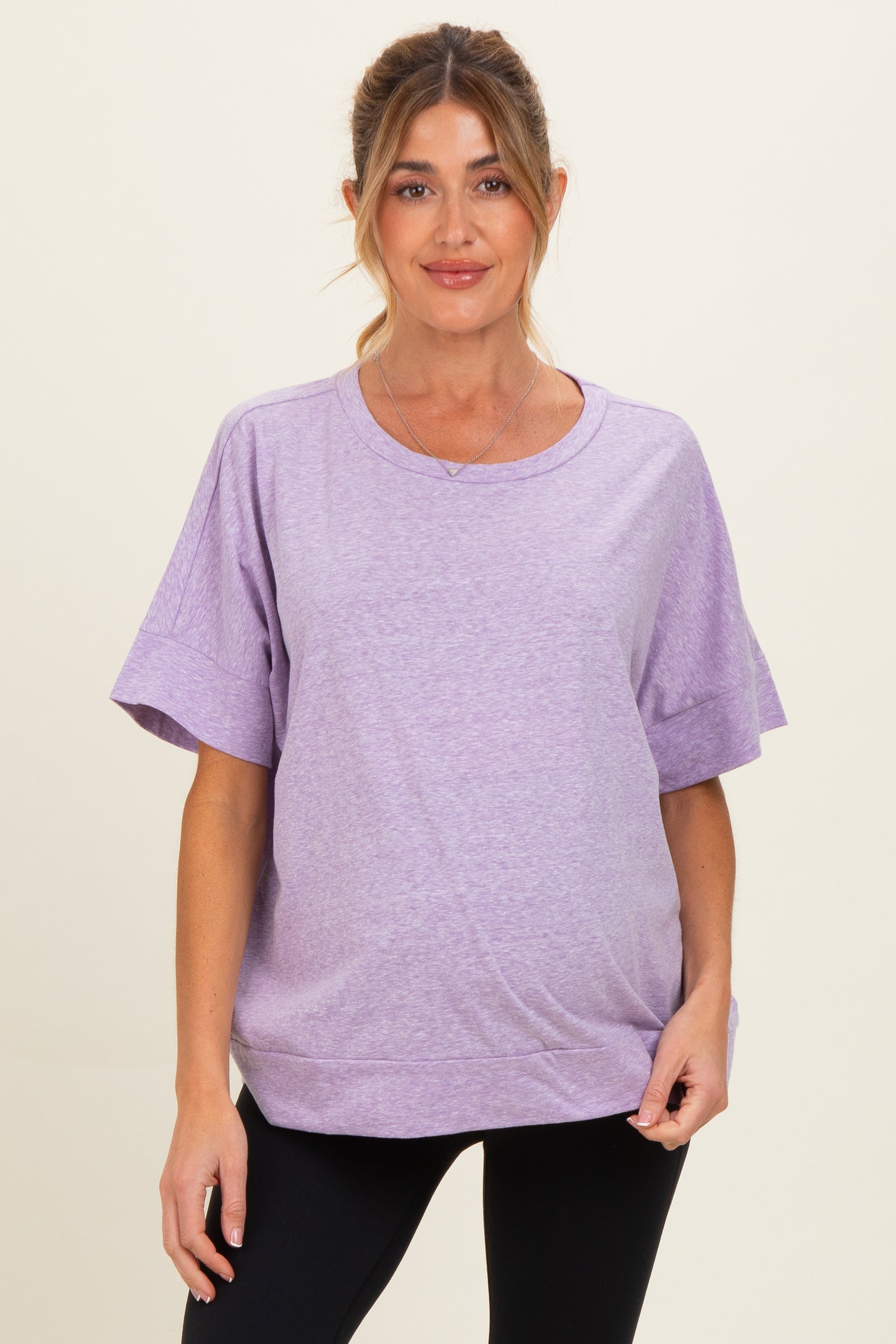 Lavender Oversized Maternity Short Sleeve Top