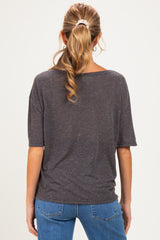 Black Charcoal Relaxed Fit Short Sleeve Maternity Top