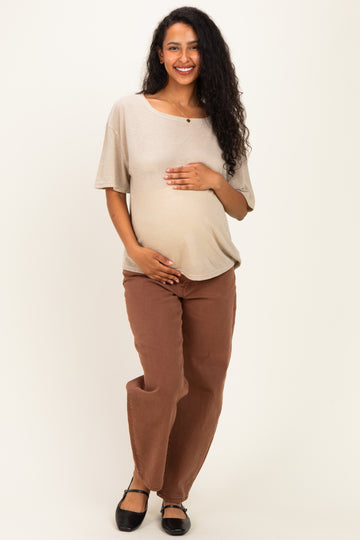 Light Olive Relaxed Fit Short Sleeve Maternity Top