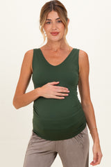 Army Green Sleeveless Fitted Maternity Tank Top