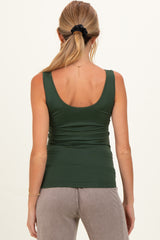 Army Green Sleeveless Fitted Maternity Tank Top
