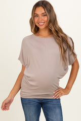Ash Mocha Dolman Sleeve Boat Neck Maternity Top