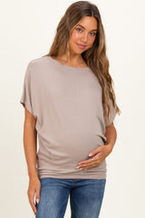 Ash Mocha Dolman Sleeve Boat Neck Maternity Top