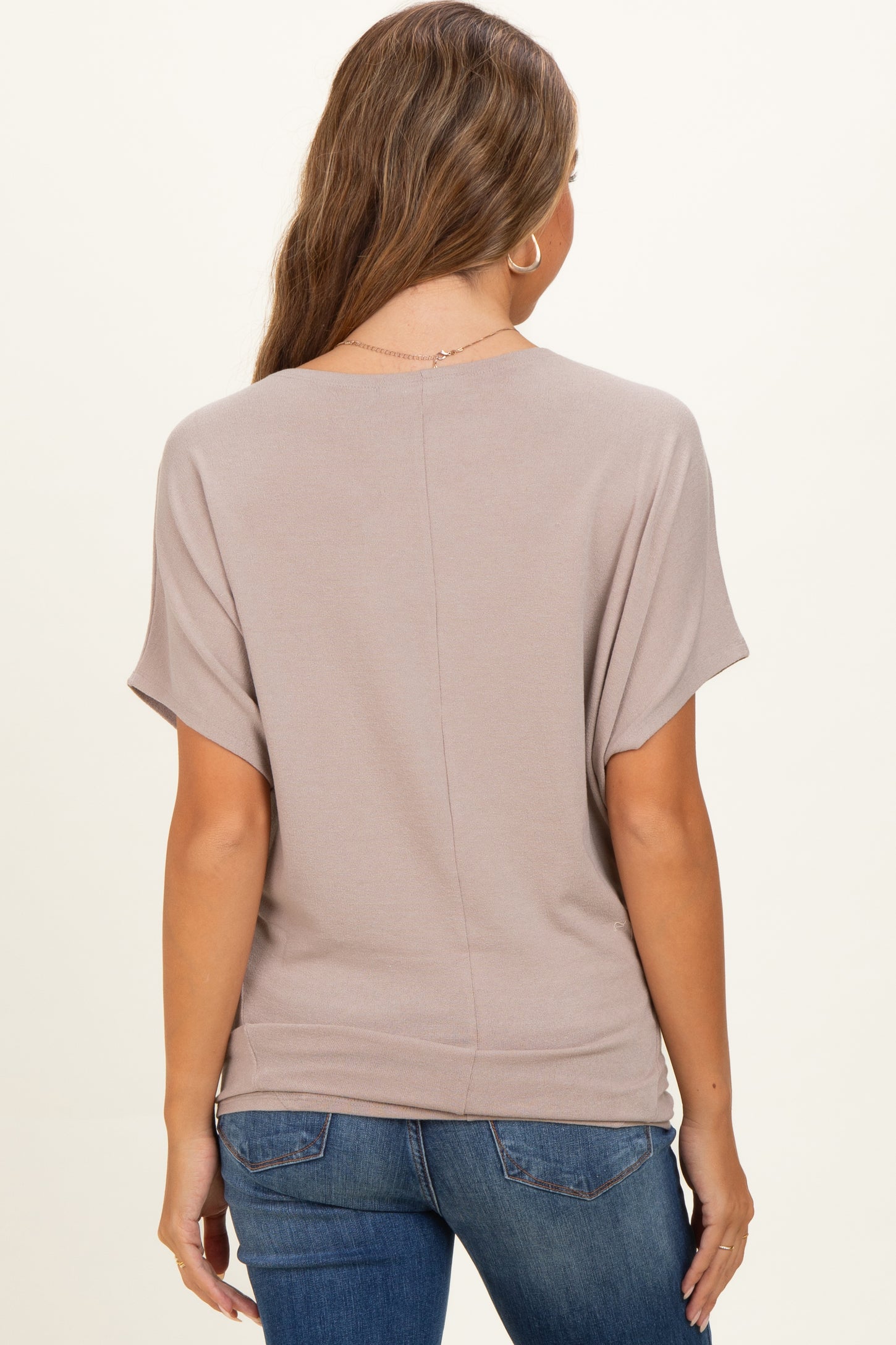 Ash Mocha Dolman Sleeve Boat Neck Maternity Top