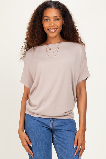 Ash Mocha Dolman Sleeve Boat Neck Top