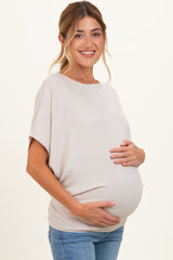 Sand Beige Dolman Sleeve Boat Neck Maternity Top