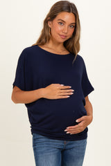 Navy Dolman Sleeve Boat Neck Maternity Top
