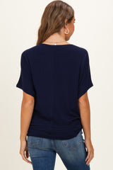 Navy Dolman Sleeve Boat Neck Maternity Top