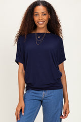 Navy Dolman Sleeve Boat Neck Maternity Top