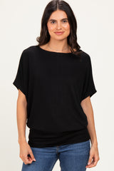 Black Dolman Sleeve Boat Neck Maternity Top