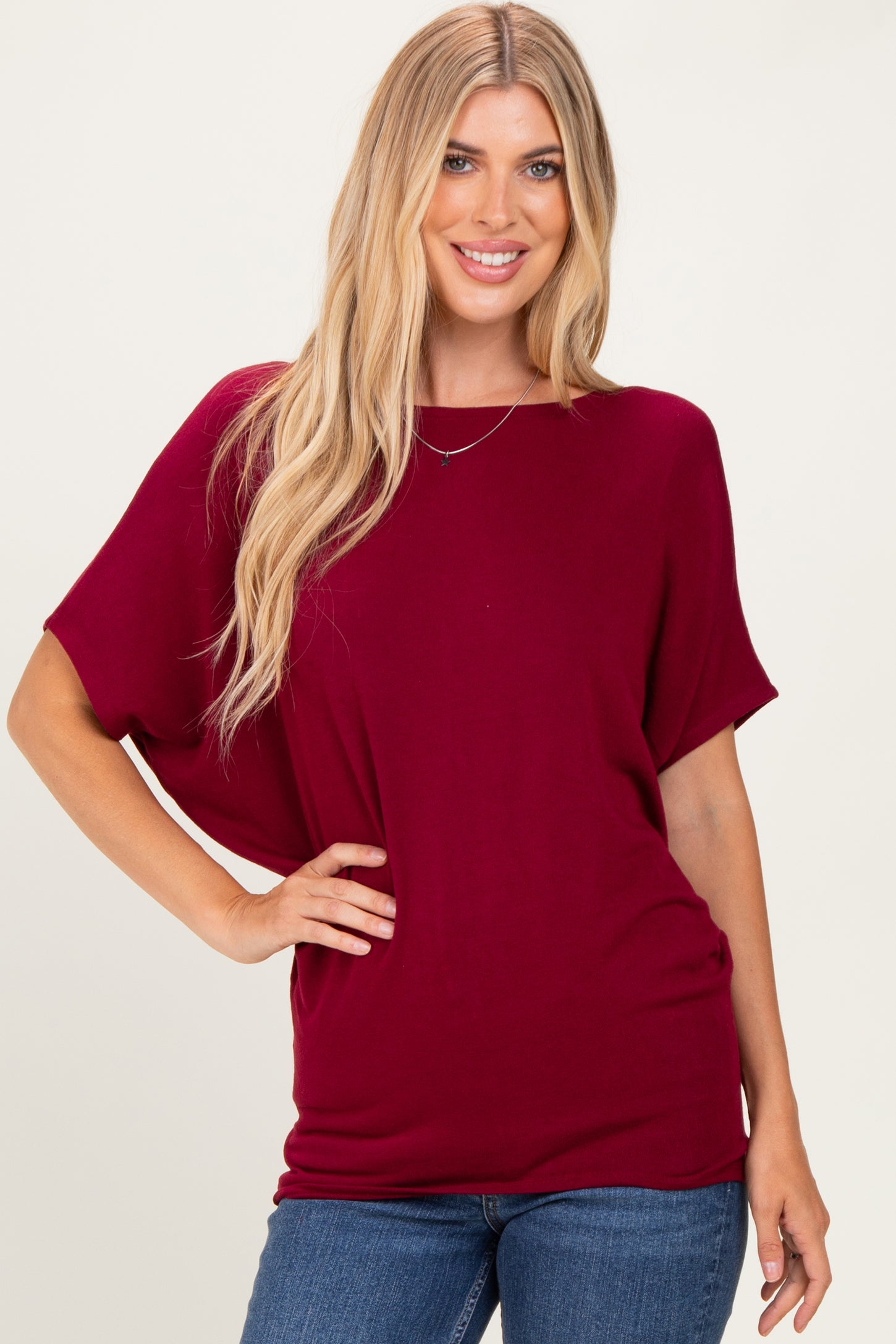 Cabernet Dolman Sleeve Boat Neck Top